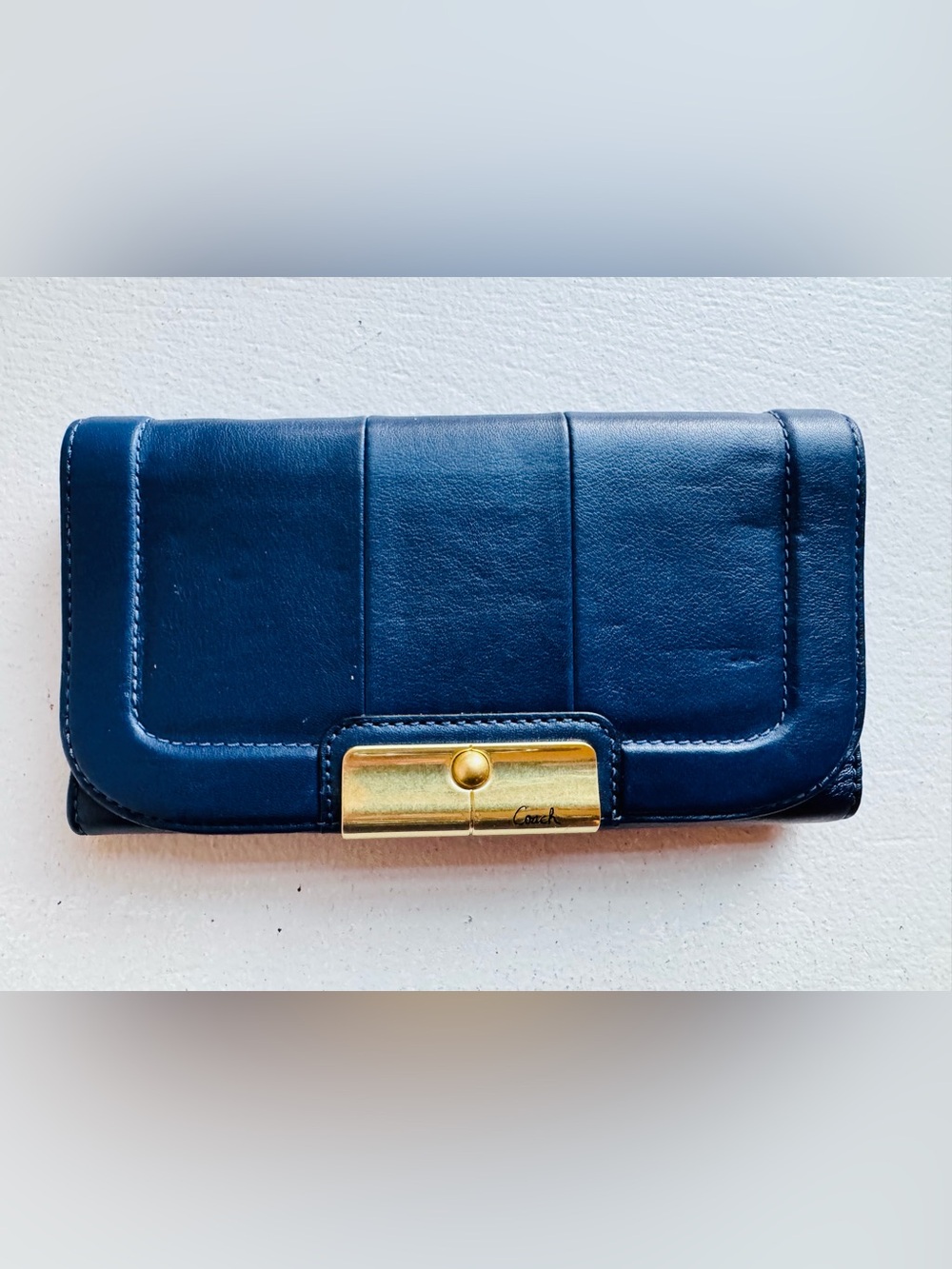 Coach Blue Leather Wallet with Gold Hardware